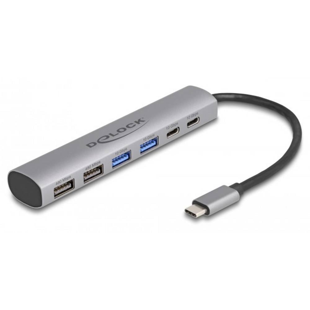 Delock 64232 USB-C (USB 3.2 Gen 1) multiport hub Grijs