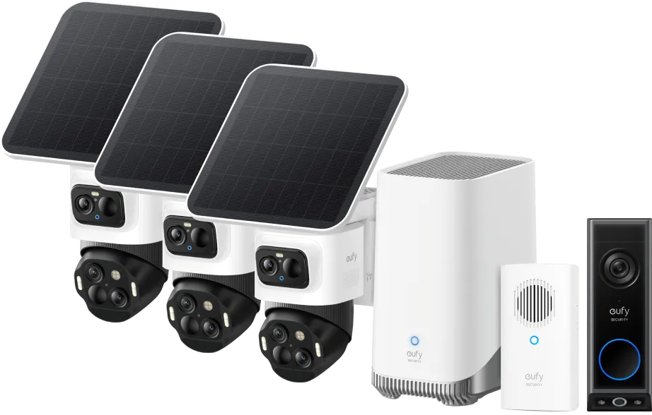 Eufy Cam S4 3-Pack + HomeBase 3 + Video Doorbell E340 + Chime