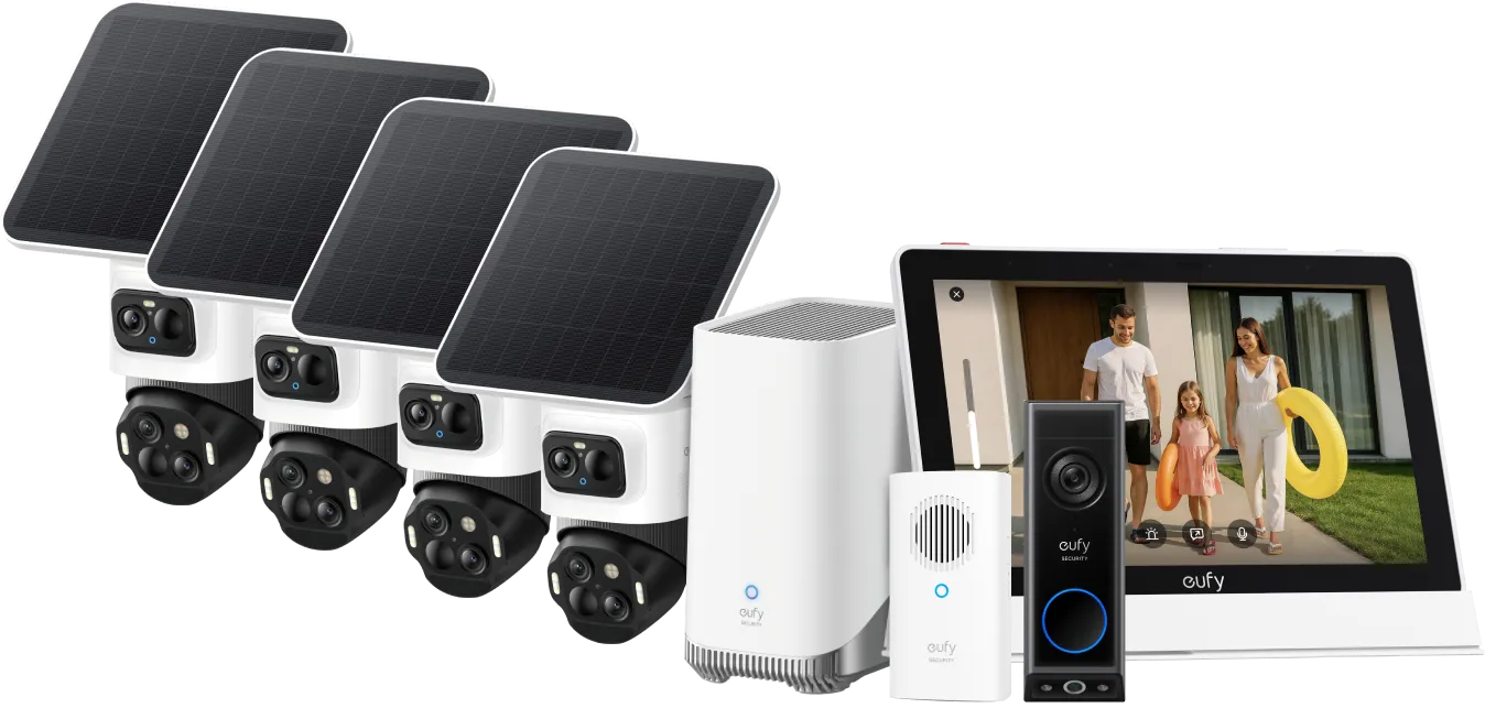 Eufy Cam S4 4-Pack + HomeBase 3 + Video Doorbell E340 + Smart Display E10