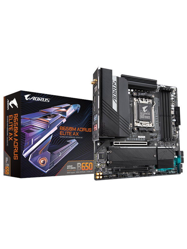 Gigabyte B650M AORUS ELITE AX Moederbord - AMD B650 - AMD AM5 socket - DDR5 RAM - Micro-ATX