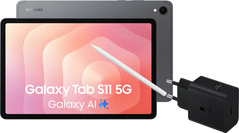 Samsung Galaxy Tab S11 11 inch 512GB Wifi en 5G Grijs + Oplaadpakket