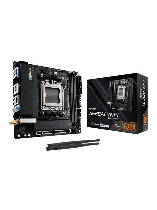 ASRock A620AI WiFi Moederbord - AMD A620A - AMD AM5 socket - DDR5 RAM - Mini-ITX