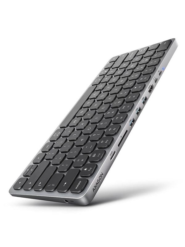 AXAGON USB-C 9-in-1 Keyboard HUB - US International - Zwart