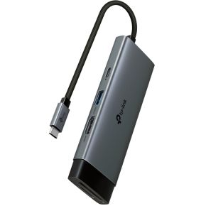 TP-LINK UH7021C interface hub USB Type-C 5000 Mbit/s Aluminium, Zwart