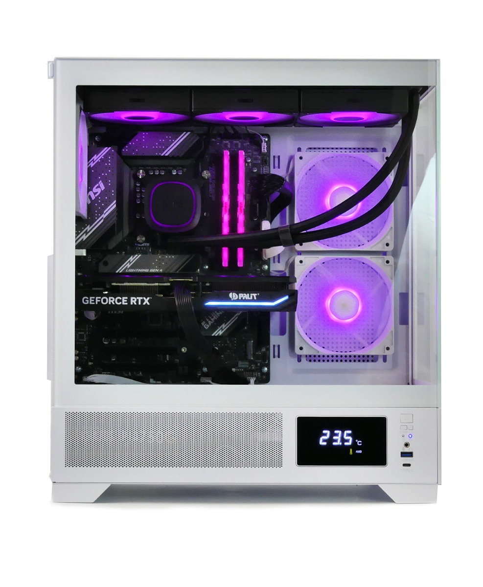 LalaShops Gamdias Atlas M1 Aquarium Gaming Case Wit met Temperatuur Display - Game PC / Computer Behuizing - aRGB / RGB LED Verlichting - WHITE