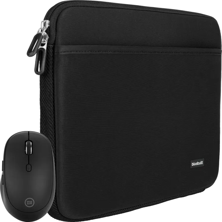 BlueBuilt Laptophoes 36 cm 15 inch S Zwart + Tradendum Draadloze Muis