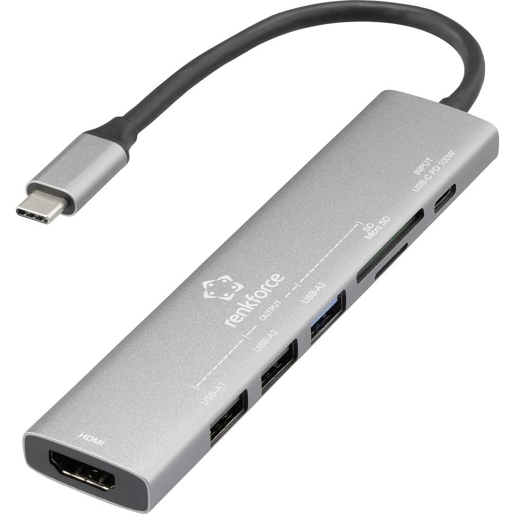 Renkforce RF-DKS-907 USB-C dockingstation Geschikt voor merk (dockingstation): Universeel USB-C Power Delivery, Geïntegreerde kaartlezer