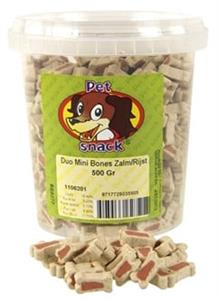 Petsnack Mini Botjes Duo Zalm Rijst 500 gram