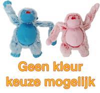 Hondenspeelgoed harige aap 22 cm roze blauw - Gebr de boon