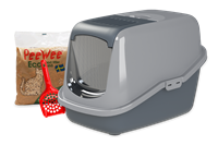PeeWee EcoHus - Katzentoilette - Starter-Paket Grau