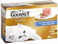 Gourmet Gold Mousse met kip/zalm/niertjes/konijn kat 12-pack 96 x 85 g
