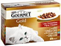 Gourmet Gold Fijne Hapjes in saus met rund, kalkoen en eend, zalm en kip, kip en lever (85g) 96 x 85 g