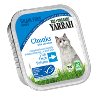 48x100g Chunks Vis met Bio-Spirulina Yarrah Bio Kattenvoer nat