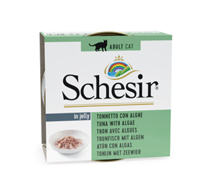 Schesir tonijn met zeewier (jelly) natvoer kat (blikjes 85 g) 4 trays (56 x 85 g)