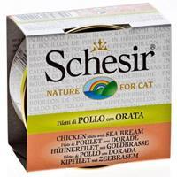 Schesir 6x70g  in Bouillon Kipfilet met Dorade Kattenvoer in blik