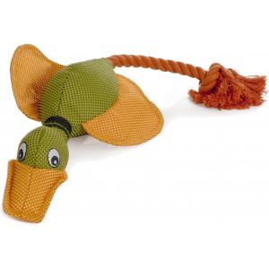 beeztees Canvas hondenspeeltje eend met koord oranje 45 cm