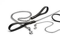 beeztees Hondenriem met ketting 120cm x 16mm zwart