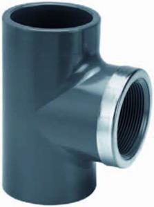 effast T-Stuk 25 x ¾" Lijm x Binnendraad met RVS Ring