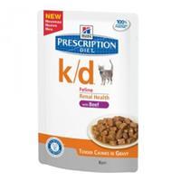 Hill's Prescription Diet K/D Kidney Care nat kattenvoer met rund maaltijdzakje multipack 8 dozen (96 x 85 g)