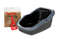 PeeWee EcoMinor + 3kg Houtkorrels + Poepschepje, Zwart