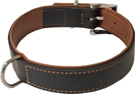 Junai.nl Hondenhalsband Soft gevoerd Zwart / Cognac L