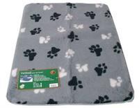 Vetbed grijs met pootprint voor honden 2 x L