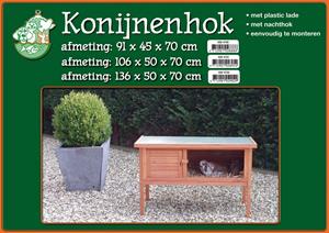 Konijnenhok bouwpakket met plastic lade bruin 91 cm - Gebr de boon