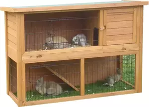 Konijnenhok bouwpakket met plastic lade en ren bruin 111 cm - Gebr de boon