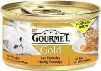 Gold Hartig Torentje Kip & Wortel kattenvoer 1 tray (24 blikken)