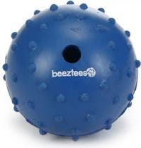 beeztees Rubber bal massief met bel hondenspeeltje blauw 7 cm