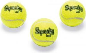 beeztees Tennisbal met pieper hondenspeeltje 3 stuks geel 5 cm