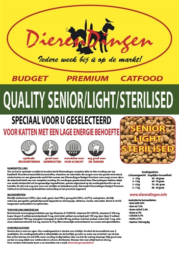 vandermeer BUDGET PREMIUM CATFOOD QUALITY SENIOR / LIGHT / STERILISED 15 KG