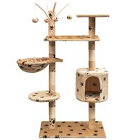 VidaXL Kattenkrabpaal met sisal krabpalen 125 cm pootafdrukken beige
