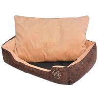vidaXL Hundebett mit Kissen PU Kunstleder  Braun