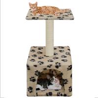 VidaXL Kattenkrabpaal met sisal krabpaal 55 cm pootafdrukken beige
