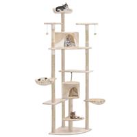 VidaXL Kattenkrabpaal met sisal krabpalen 203 cm beige en wit