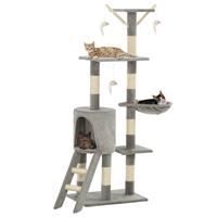 VidaXL Kattenkrabpaal met sisal krabpalen 138 cm grijs