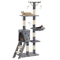 VidaXL Kattenkrabpaal met sisal krabpalen 138 cm pootafdrukken grijs