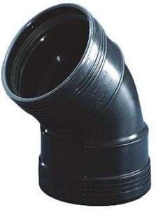 Wavin Bocht 45&deg; Zwart 75mm Dubbele Manchet - Slag- en Weerbestendig PP, Eenvoudige Montage