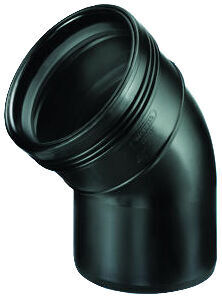 Wavin Bocht PP 45&deg; Spie x Manchet Zwart 75mm - Slag- & Temperatuurbestendig