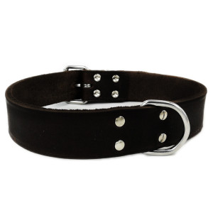 Brekz Leren Halsband Zwart 30 cm x 12 mm