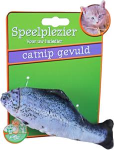 Kattenspeelgoed vis met catnip blauw/grijs 11 cm - Gebr de boon