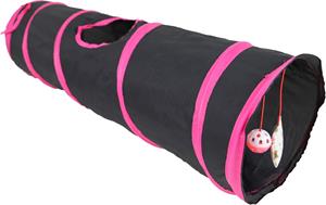 Speeltunnel nylon 85x25 cm zwart/roze - Gebr de boon