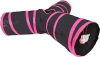 Speeltunnel nylon 'Y' model 85x25 cm zwart/roze - Gebr de boon