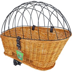 Fietsmand riet 42/57 cm achterop met rek naturel - Gebr de boon