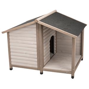 Trixie Natura Hondenhok Lodge Met Terras S 100xL82xH90cm, grijs Hond