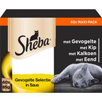 Sheba Mini Filets Gevogelte Selectie in saus natvoer kat maxipack (zakjes 85 g) 2 x (120 x 85 g)