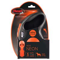 Flexi Neon Gurt Leine 5 Meter bis 25 kg Orange