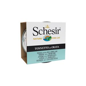 Schesir tonijn met zeebrasem (jelly) natvoer kat (blikjes 85 g) 1 tray (14 x 85 g)