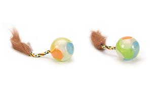Plastic glow kattenbal 2 stuks ass 4,5x18 - Beeztees